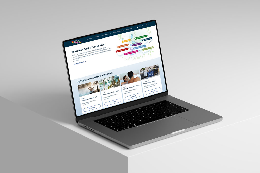 Therme Wien Mockup Laptop mit Unterseite: Bereiche