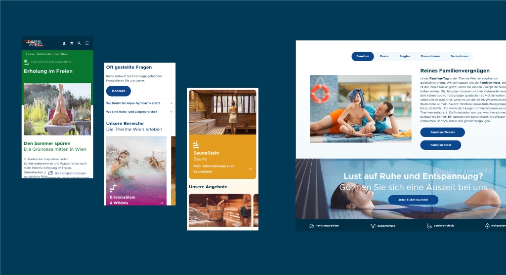 Therme Wien Screenshots verschiedener Bereiche